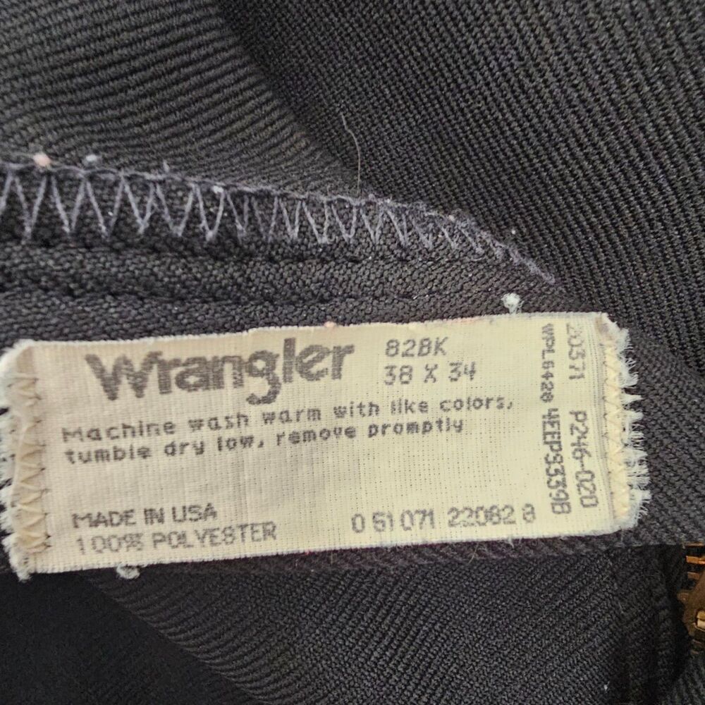 Vintage 80s Wrangler Wrancher Dress Jeans Black Flared Made in USA 38x34
